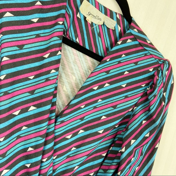 Vintage Belted 80s 90s Retro Wrap Dress M 10 - Picture 2 of 7